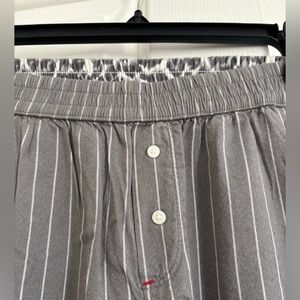 Aerie Gray and White Striped boxer Pants